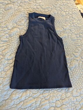 Sold Out NYC Navy Ribbed Sleeveless Tank Top